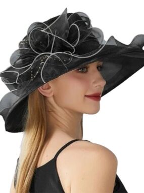 Women’s Elegant Wide Brim Wedding Tea Party Derby Fascinator Hat